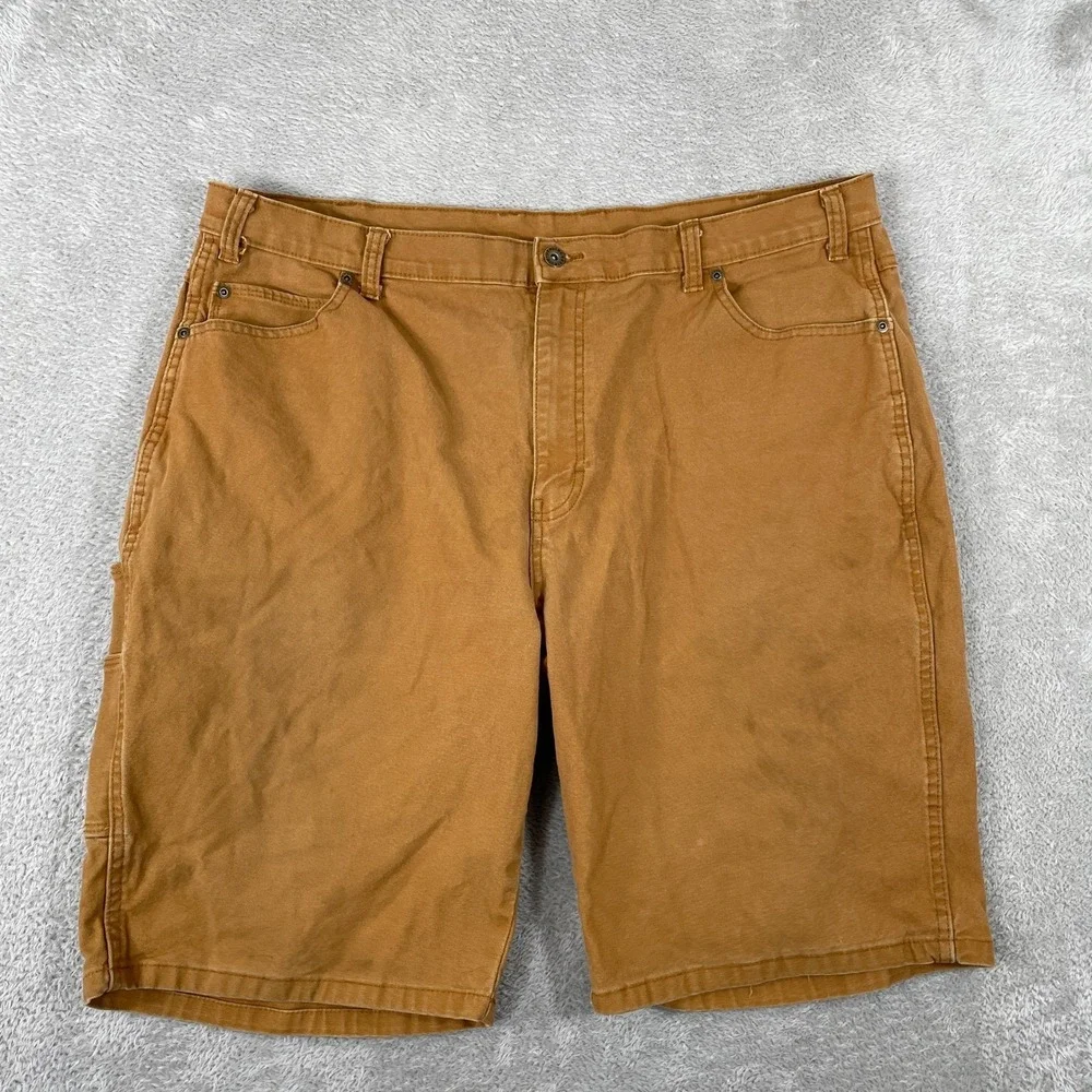 Dickies Carpenter Shorts Mens 40 Brown Duck Canvas Utility Workwear Skater